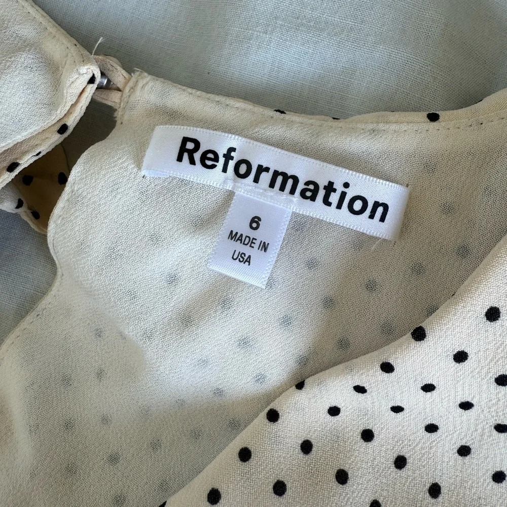 Reformation Ivory and Black Polkadot Dress - Picture 4 of 6